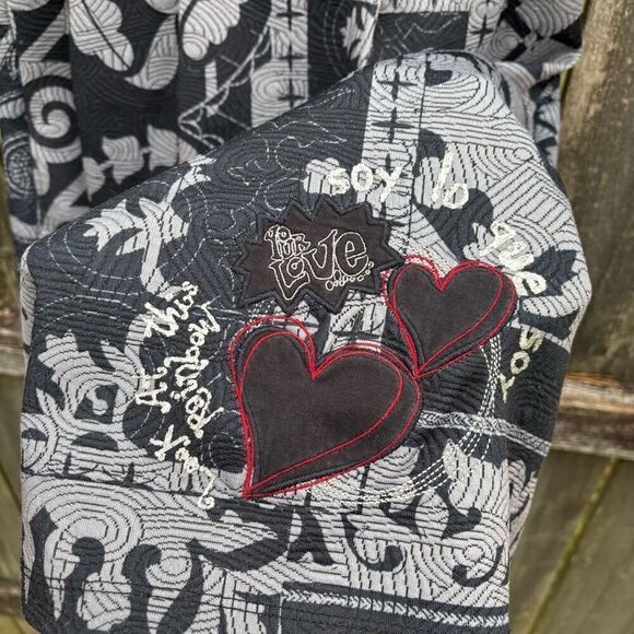 Desigual Printed Black Gray Bodycon Dress Medium - Picture 3 of 7